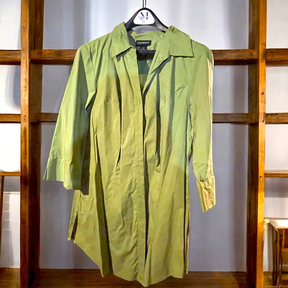 Green Button Down Plus Size Tunic